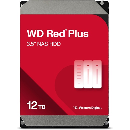 Western Digital 12TB WD Red Plus NAS Internal Hard Drive HDD - 7200 RPM, SATA 6 GB/s, CMR, 512 MB Cache, 3.5" - WD120EFGX